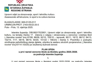 OBAVIJEST – Plan upisa u prvi razred